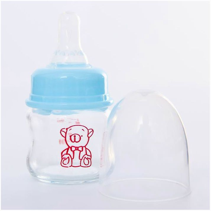 Картинка Бутылочка для кормления «Крошка Тэд», классическое горло, стекло, 60 мл., от 0 мес., цвет голубой (№4729892) от магазина Мир детей Товары для Новорожденных