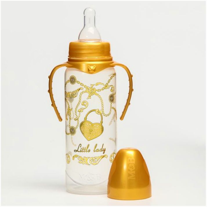 № 5483883 Бутылочка «Little lady», классическое горло, с ручками, 250 мл., от 3 мес., Золотая коллекция
