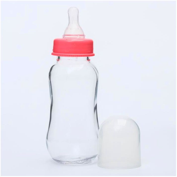 № 4627676 Бутылочка для кормления, стекло, 200 мл., без ручек, цвет МИКС