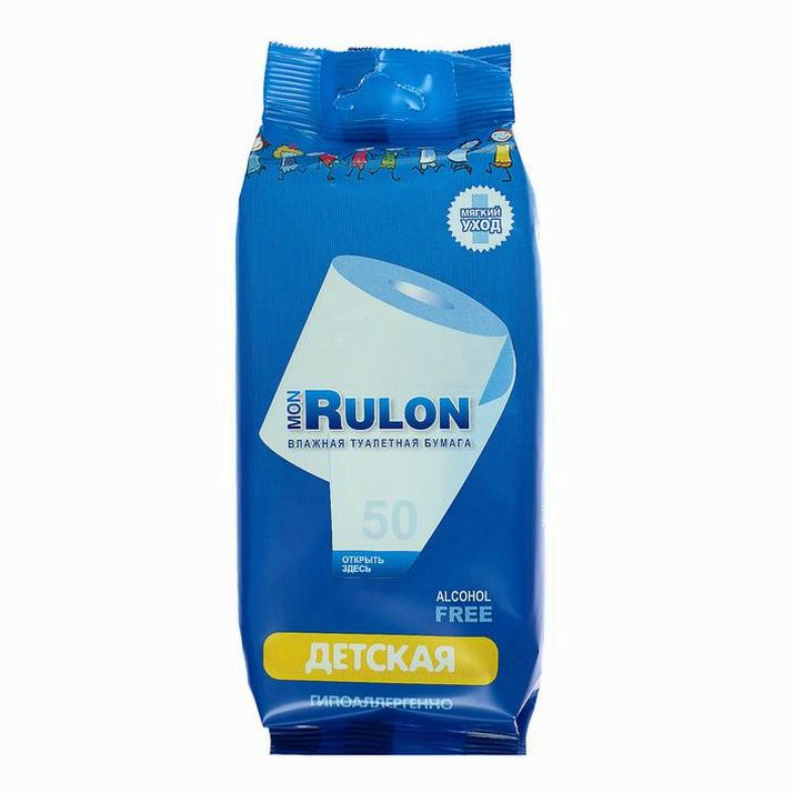 № 744292 Туалетная бумага Mon Rulon, влажная, детская, 50 шт.