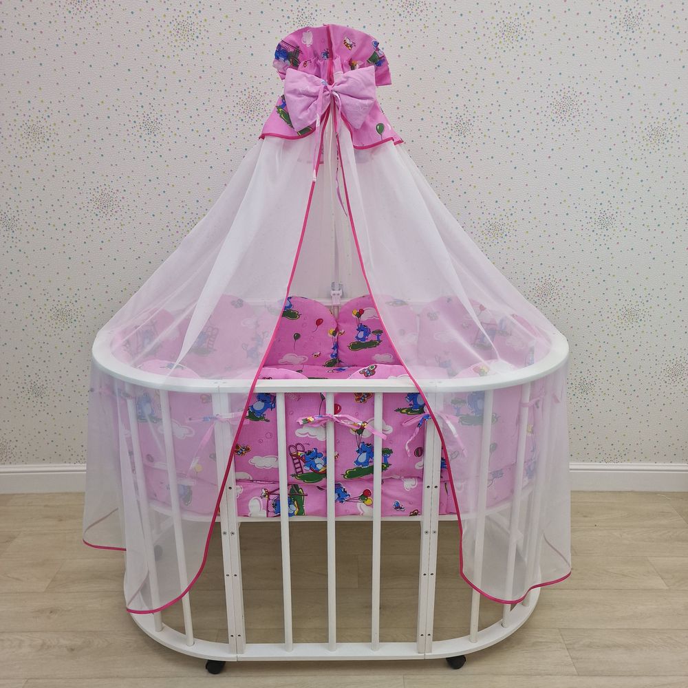 Картинка КПБ 22 пр (балдахин + борт + пододеяльник + 2 одеяла + наволочка + 2 подушки + 3 простын (бязь) 12пк (№1150-О-1) цвета в ассортименте от магазина Мир детей Товары для Новорожденных