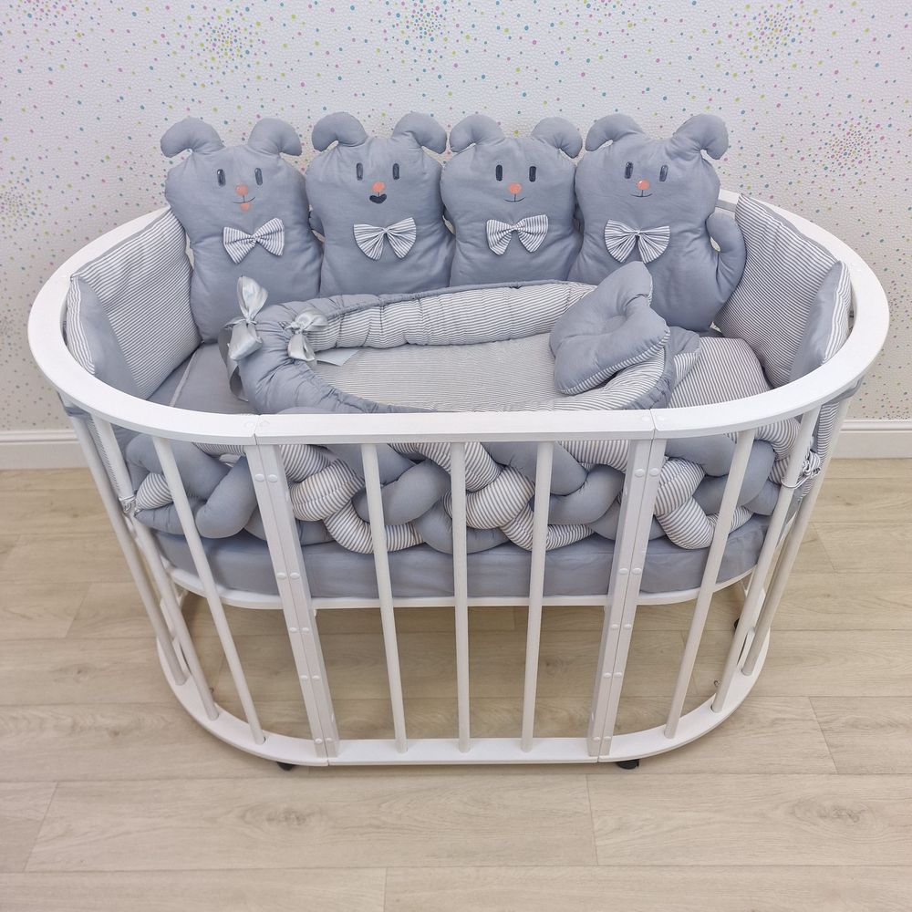 № 1171-0-1бб КПБ 16 пр (борт + пододеяльник + одеяло + наволочка + 2подушки + простынь + гнездо (бязь)