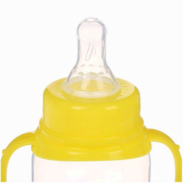 Картинка Бутылочка для кормления детская классическая, с ручками, 150 мл, от 0 мес., цвет жёлтый МИКС (№2969785) от магазина Мир детей Товары для Новорожденных