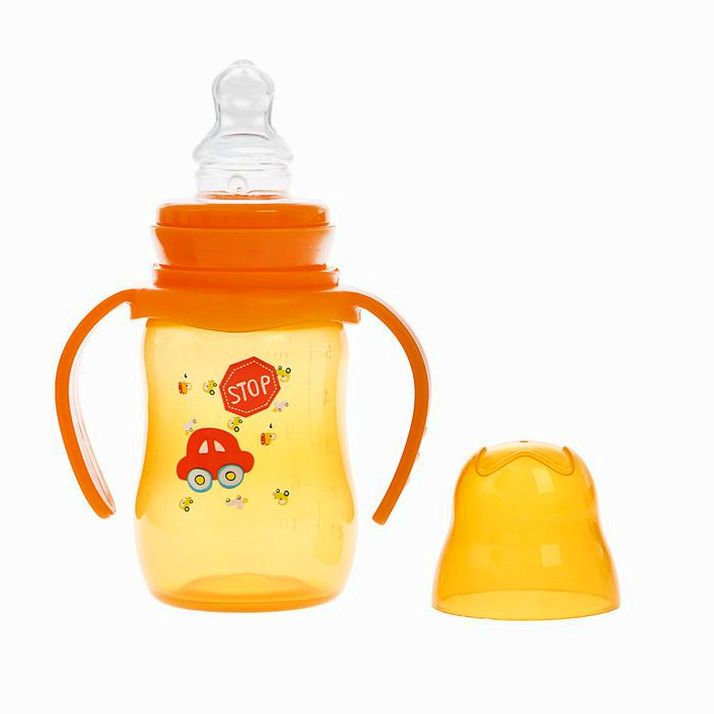 № 2825265 Бутылочка для кормления цветная с ручками, 150 мл, от 0 мес., цвет золотой