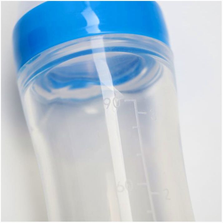 Картинка Бутылочка для кормления с ложкой, силикон, от 5 мес., 90 мл., цвет МИКС (№1275055) от магазина Мир детей Товары для Новорожденных