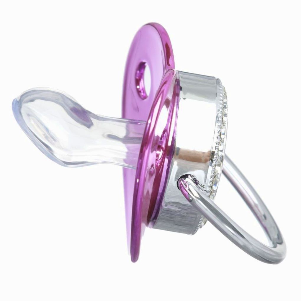 Картинка Соска - пустышка ортодонтическая, JUICY, с колпачком, +12 мес., розовая/серебро, стразы (№10092748) от магазина Мир детей Товары для Новорожденных