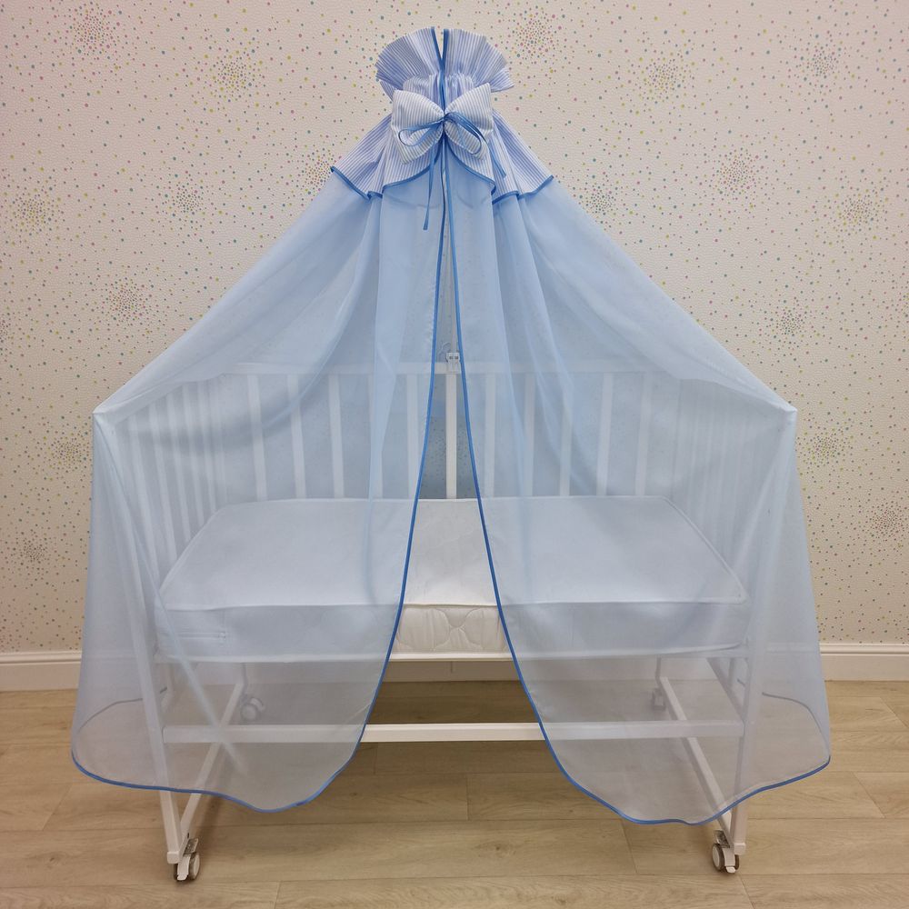 Балдахин с отделкой и оборкой с окантовкой (бязь/сеточка) + бант (бязь) артикул анонс 934_19