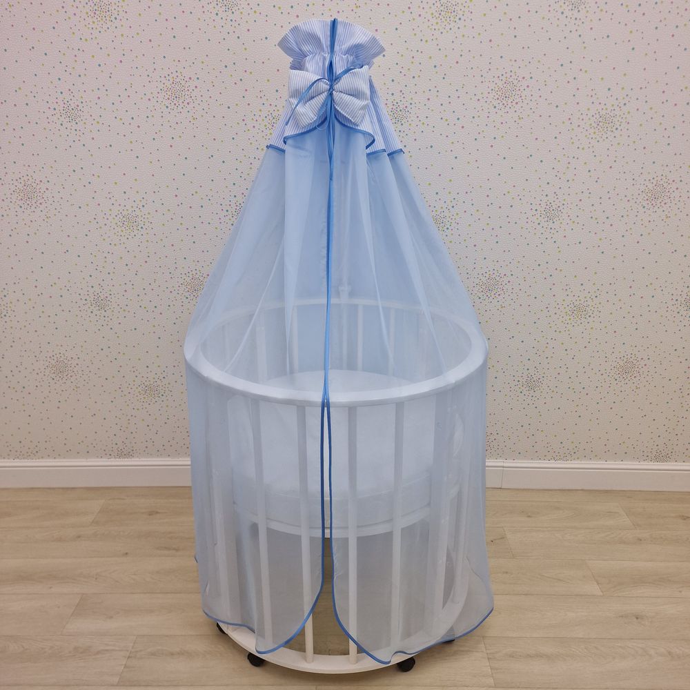 Балдахин с отделкой и оборкой с окантовкой (бязь/сеточка) + бант (бязь) артикул анонс 934_35