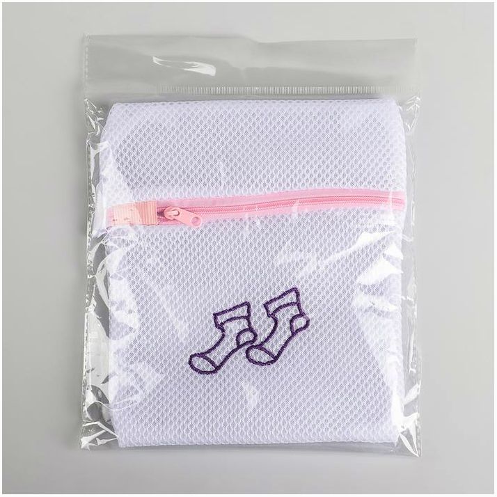 Картинка Мешок для стирки носков Доляна, 17?20 см, трехслойный, крупная сетка, цвет МИКС (№2516021) от магазина Мир детей Товары для Новорожденных