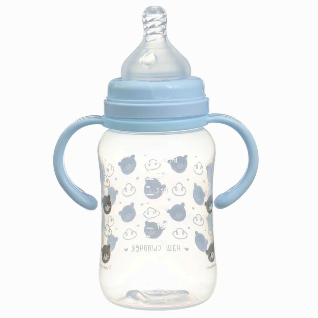 Картинка Бутылочка для кормления, широкое горло «Сыночек», 270 мл., с ручками (№10328442) от магазина Мир детей Товары для Новорожденных