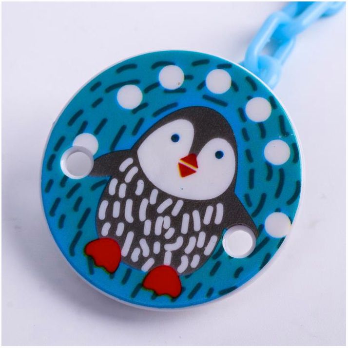 № 4770910 Держатель для соски - пустышки «Пингвинёнок», на цепочке,цвет голубой