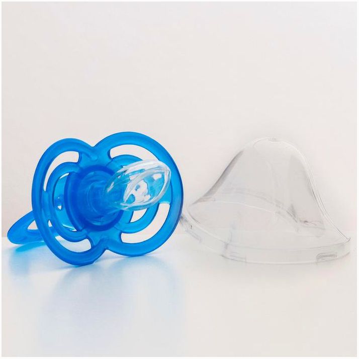 Картинка Соска - пустышка ортодонтическая, силикон, +6 мес., «Бантик» с колпачком, цвет голубой (№4770924) от магазина Мир детей Товары для Новорожденных