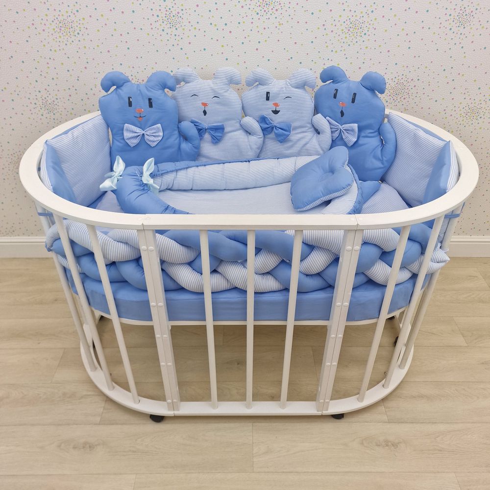 Картинка КПБ 16 пр (борт + пододеяльник + одеяло + наволочка + 2подушки + простынь + гнездо (бязь) (№1171-0-1бб) цвета в ассортименте от магазина Мир детей Товары для Новорожденных