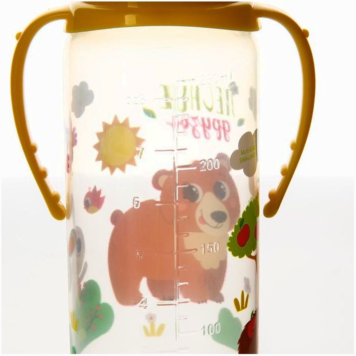 Картинка Бутылочка для кормления «Лесные друзья», классическое горло, 250 мл., от 3 мес., цилиндр, с ручками (№7987842) от магазина Мир детей Товары для Новорожденных