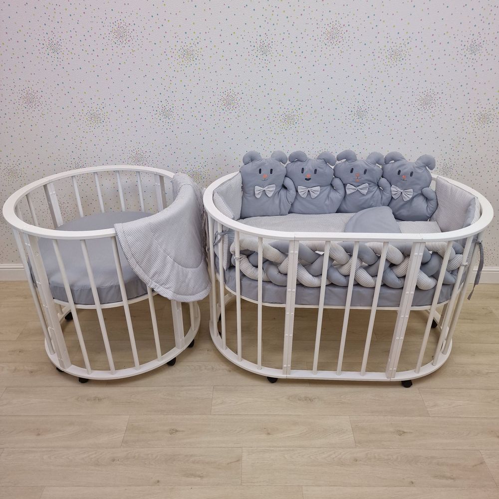 КПБ 16 пр (борт + пододеяльник + 2 одеяла + наволочка + подушка + 2 простынки (бязь) артикул анонс 1187-О-1бб