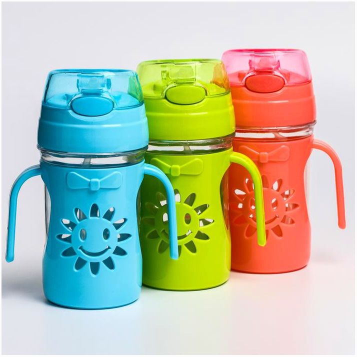 Поильник с силиконовой трубочкой «Солнышко», 250 мл., ручки, цвет МИКС артикул анонс 2315139