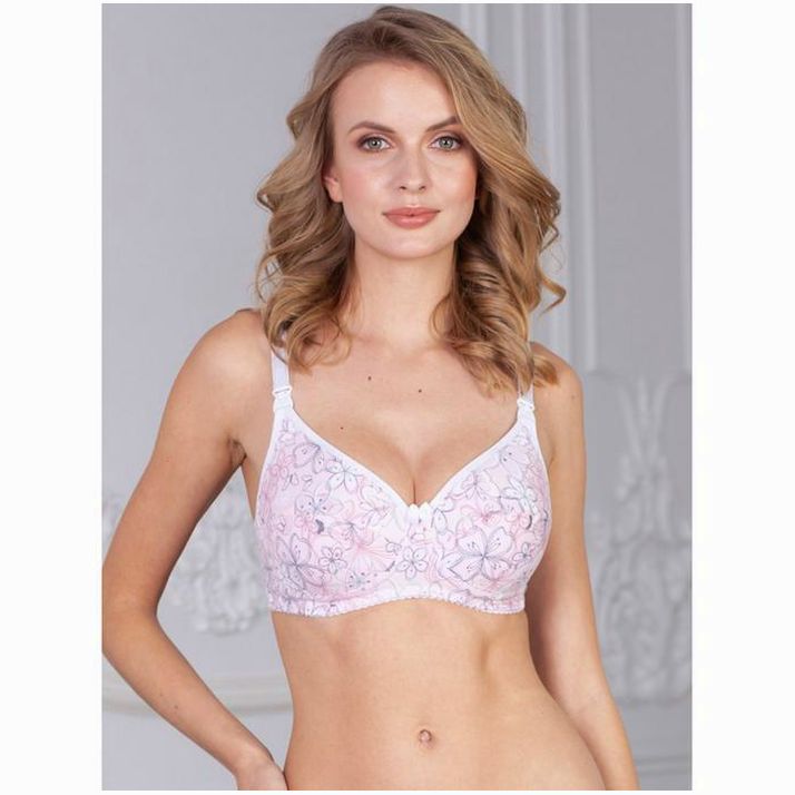 Бюстгальтер послеродовый Nika бабочки на светло-розовом, размер 75-B артикул анонс 5167506