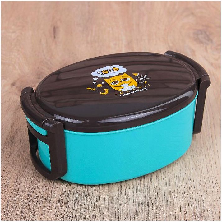 № 2563825 Ланч-бокс пластиковый овальный «Сова», 420 мл, цвет МИКС