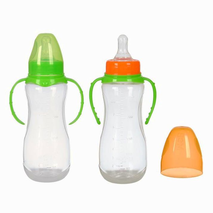 Картинка Бутылочка для кормления, классическое горло, с ручками, 250 мл., от 3 мес., цвет зелёный (№2969724) от магазина Мир детей Товары для Новорожденных