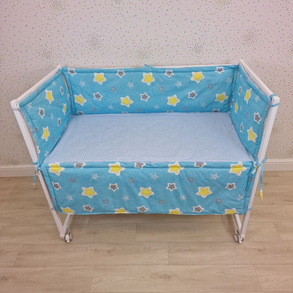 Бортик из 4 (2дл+2пр) подушек по всему периметру кроватки (бязь + синтепон) артикул анонс 982_07