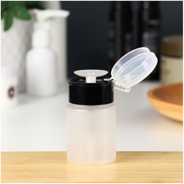 № 6935348 Флакон с помпой, 75 мл, цвет чёрный/прозрачный