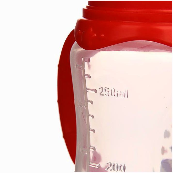 Картинка Бутылочка «Енотик Тобби», клас горло, приталенная форма, с ручками, 250 мл, от 0 мес, цвет красный (№2969832) от магазина Мир детей Товары для Новорожденных