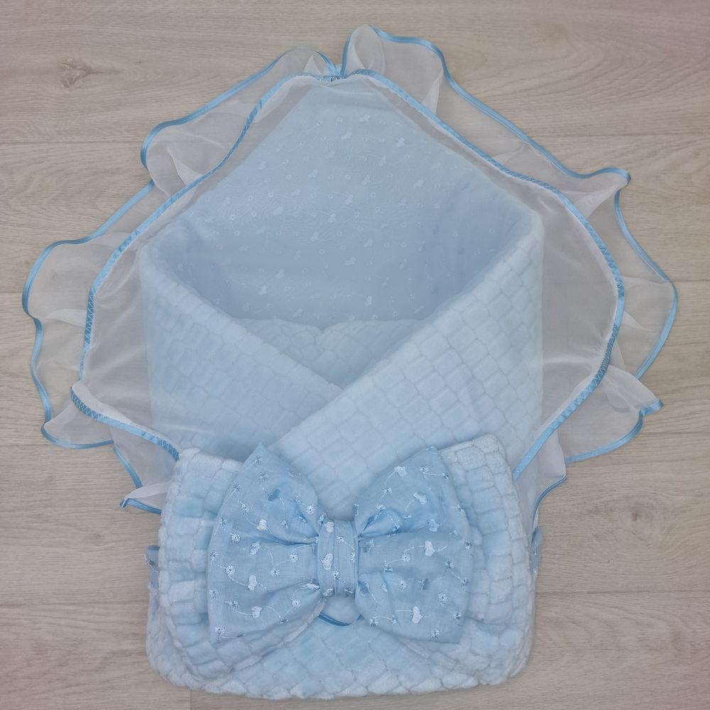 Комплект на выписку 3 пр: одеяло+уголок+бант (двухсторонний) артикул анонс 1876в-1-2_н_15