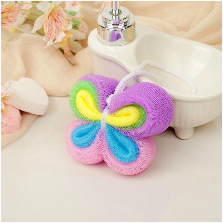 Мочалка для тела Доляна «Бабочка», 30 гр, цвет МИКС артикул анонс 3092678