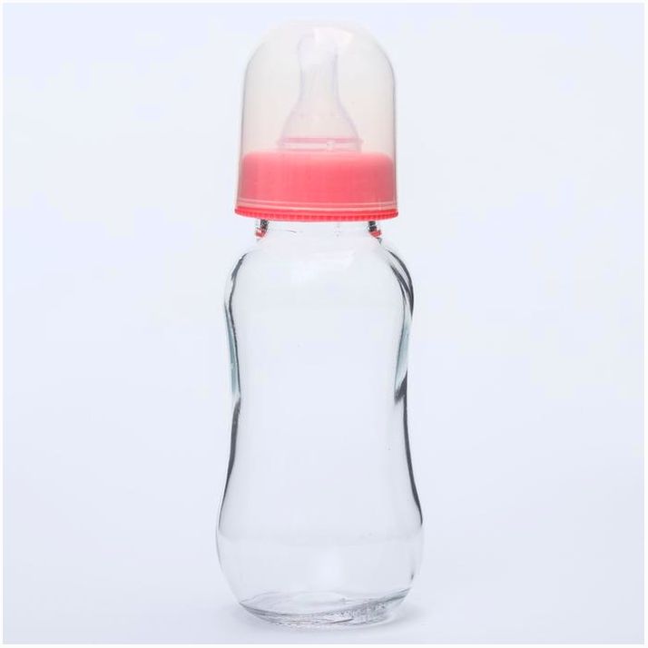 Бутылочка для кормления, стекло, 200 мл., без ручек, цвет МИКС артикул анонс 4627676