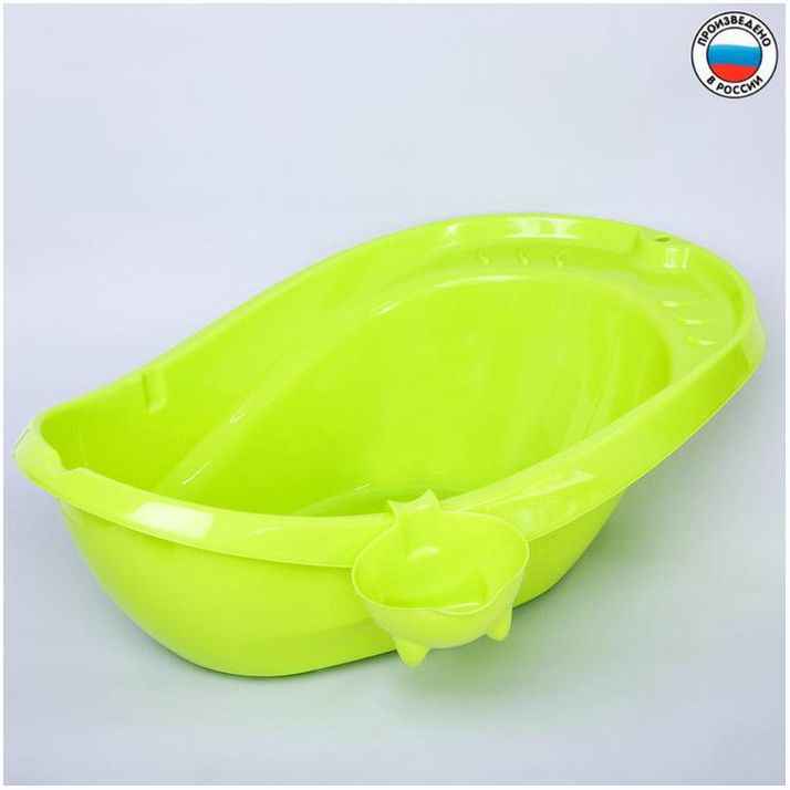 Ванночка «Буль-Буль», со сливом, 84,5 см., цвет лайм, ковш МИКС артикул анонс 4407120