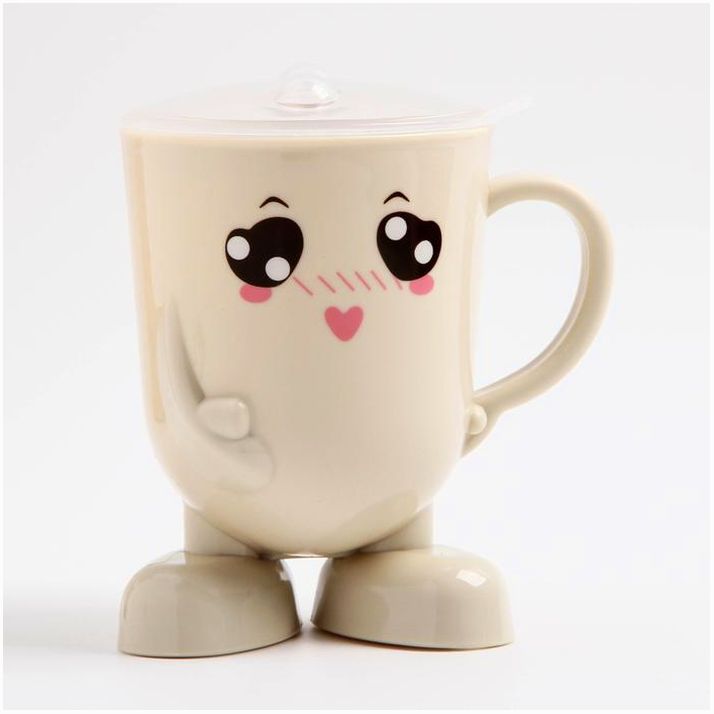 Кружка детская с крышкой, 270 мл., цвет и рисунок МИКС артикул анонс 3973802