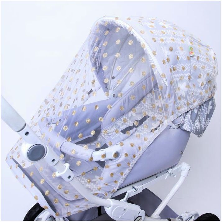 Картинка Москитная сетка на коляску универсальная «Золотой горошек» 100х130 см (№4733720) от магазина Мир детей Товары для Новорожденных