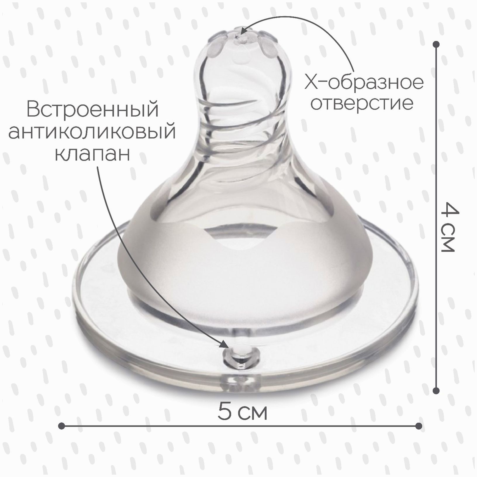 Картинка Соска силиконовая ШГ, ?50мм, «Цветок», антиколиковая., +6 мес(Х)., быстрый поток (№9824212) от магазина Мир детей Товары для Новорожденных