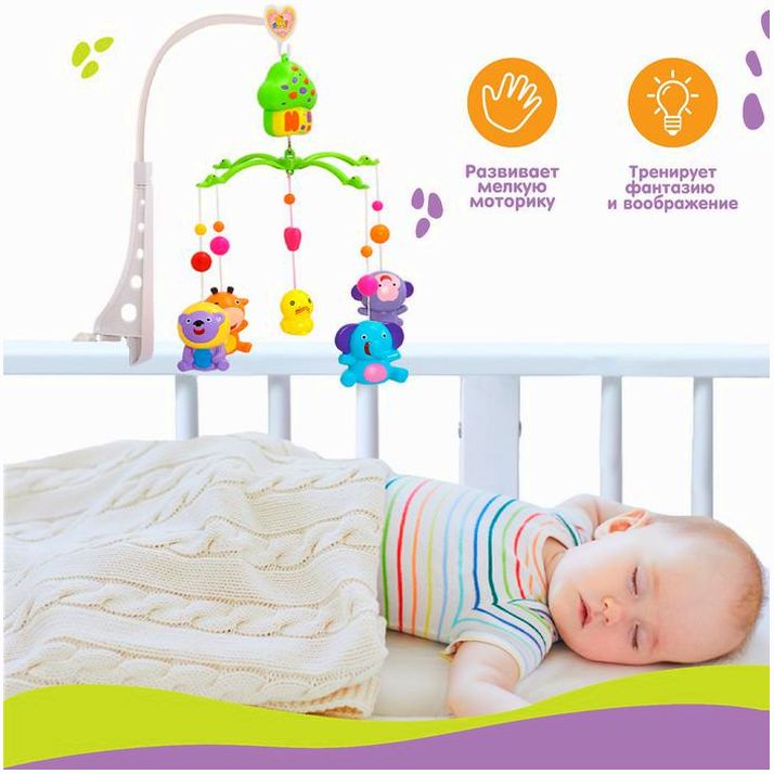 Картинка Мобиль музыкальный «Домик. Джунгли №2», заводной (№2810203) от магазина Мир детей Товары для Новорожденных
