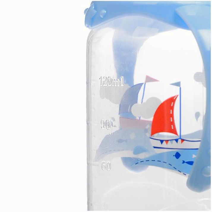 Картинка Бутылочка «Морское приключение», классическое горло, с ручками, 150 мл., от 0 мес., цвет голубой (№2969853) от магазина Мир детей Товары для Новорожденных