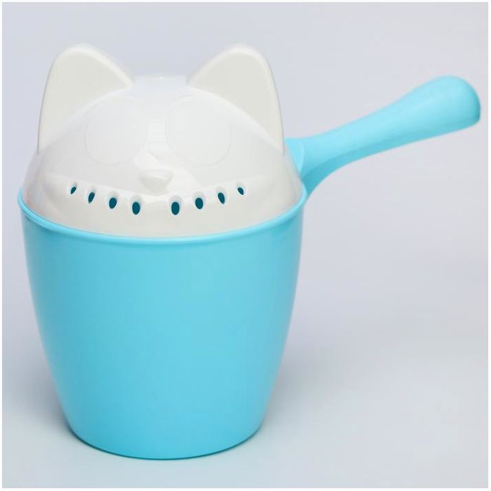 Картинка Ковш для купания и мытья головы, банный ковшик, хозяйственный «Котофей», 1 литр, цвет голубой (№2875420) от магазина Мир детей Товары для Новорожденных