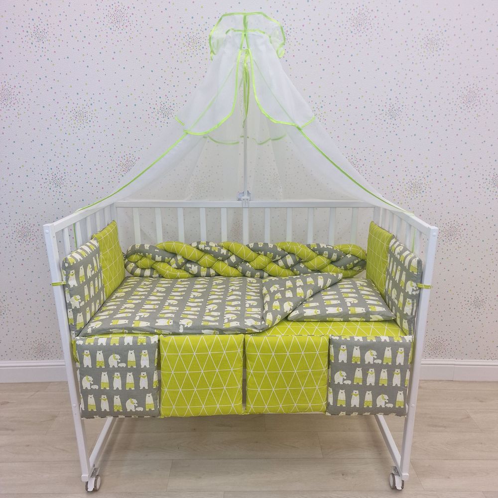 КПБ 15 пр (балдахин + борт + пододеяльник + одеяло + наволочка + подушка + простынь (бязь) коса артикул анонс 1157-0-1_04