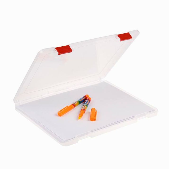 Картинка Папка для документов А4, с красными защелками, 230 х 305 х 23 мм, прозрачный корпус (№3870112) от магазина Мир детей Товары для Новорожденных