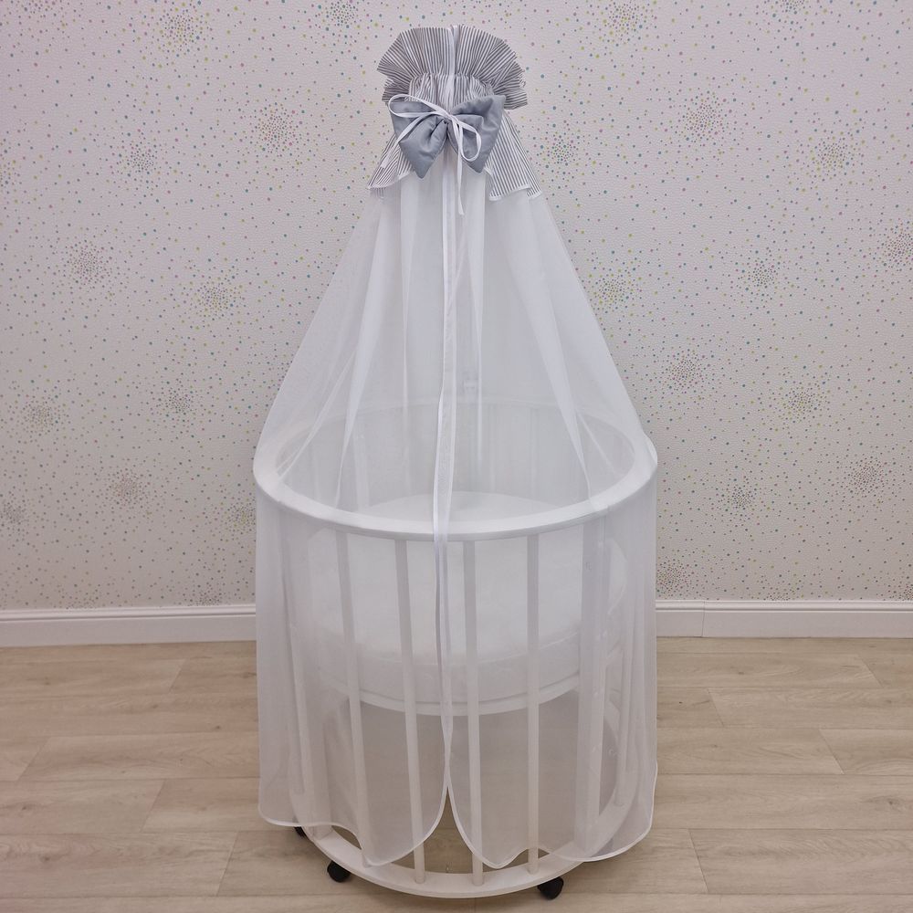 Балдахин с отделкой и оборкой с окантовкой (бязь/сеточка) + бант (бязь) артикул анонс 934_36