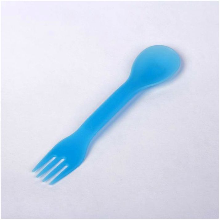 Ложка детская 2 в 1 «Вилка-ложка», от 5 мес., цвет голубой артикул анонс 2257247