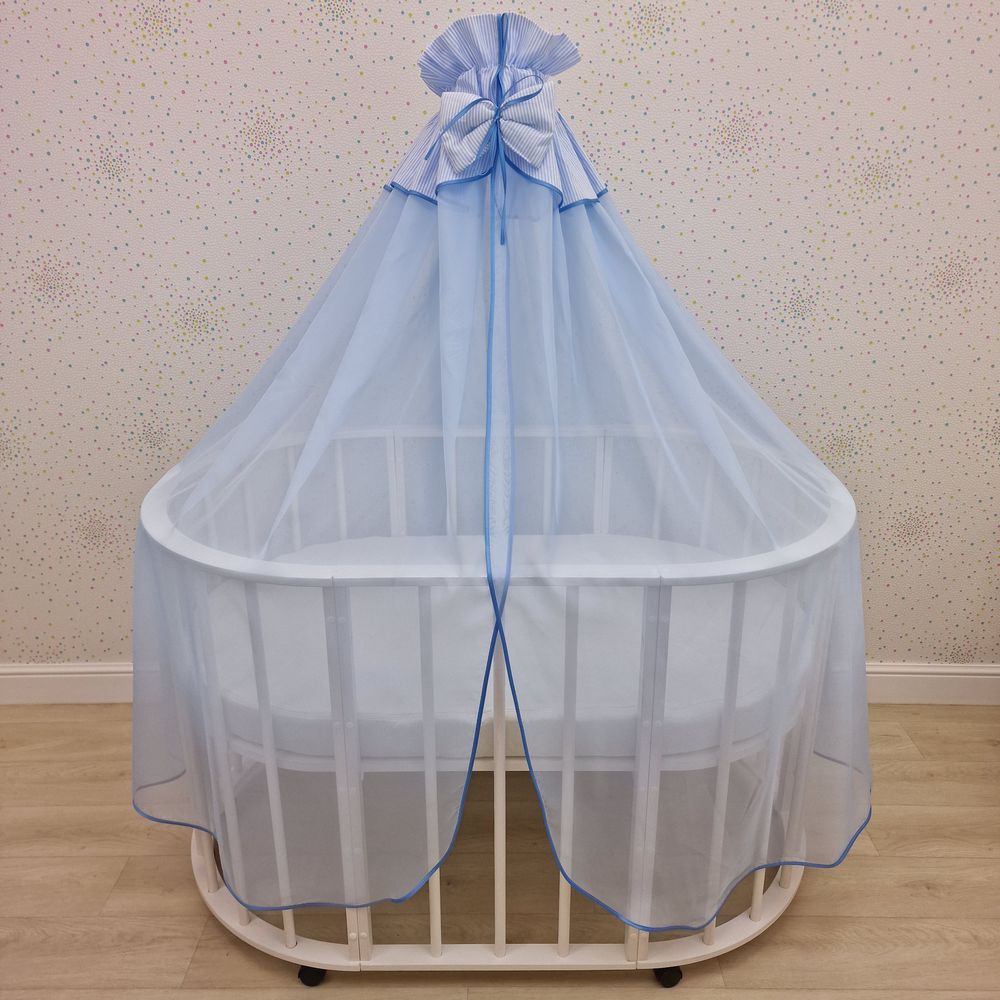 Балдахин с отделкой и оборкой с окантовкой (бязь/сеточка) + бант (бязь) артикул анонс 934_28