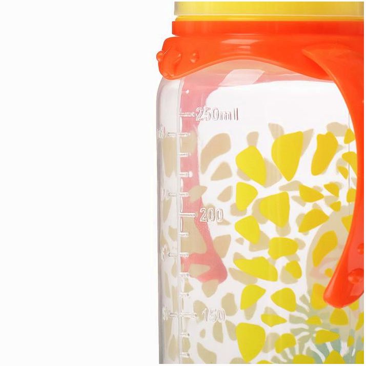 Картинка Бутылочка «Жирафик Лило», классическое горло, с ручками, 250 мл., от 0 мес., цвет оранжевый (№2969828) от магазина Мир детей Товары для Новорожденных