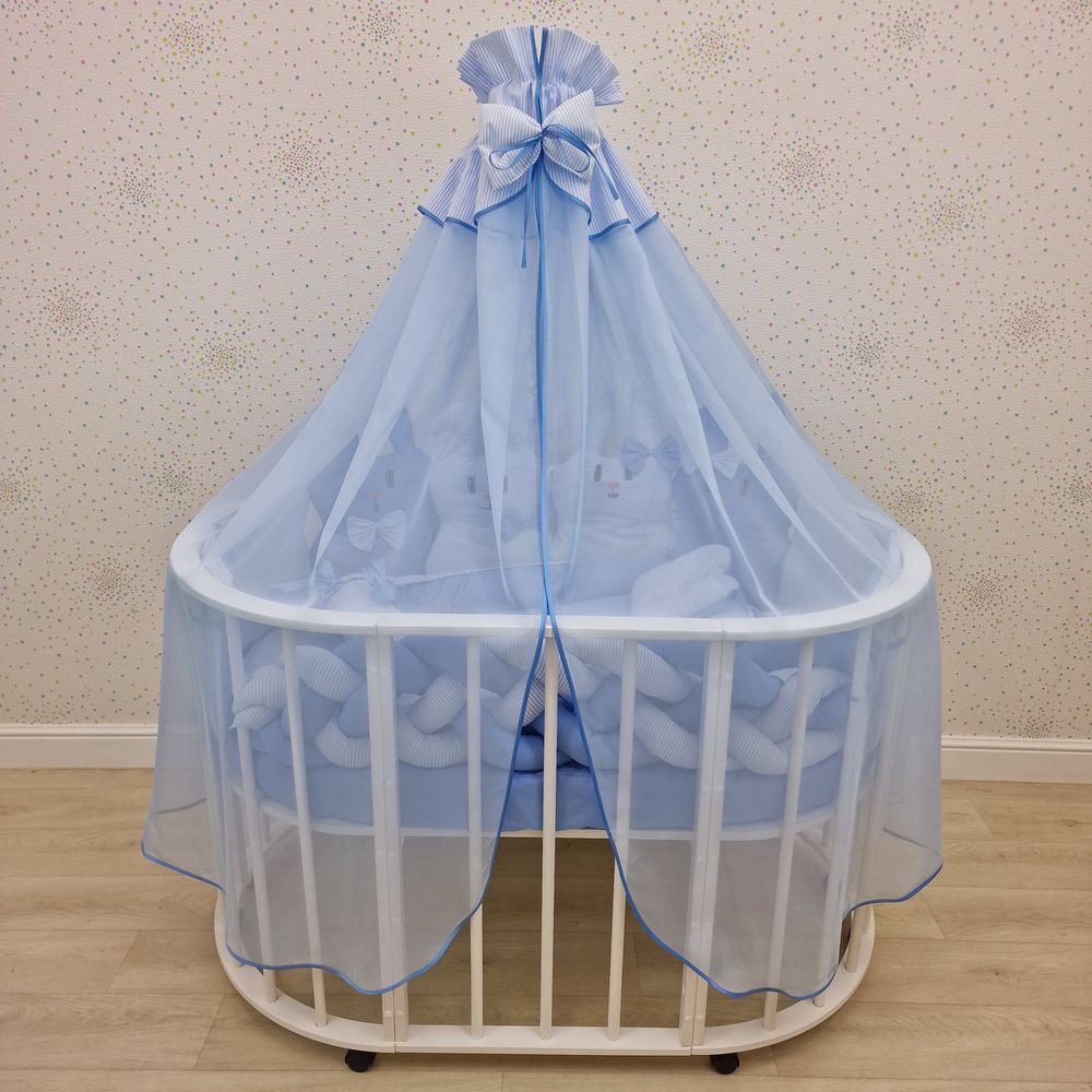 Балдахин с отделкой и оборкой с окантовкой (бязь/сеточка) + бант (бязь) артикул анонс 934_20