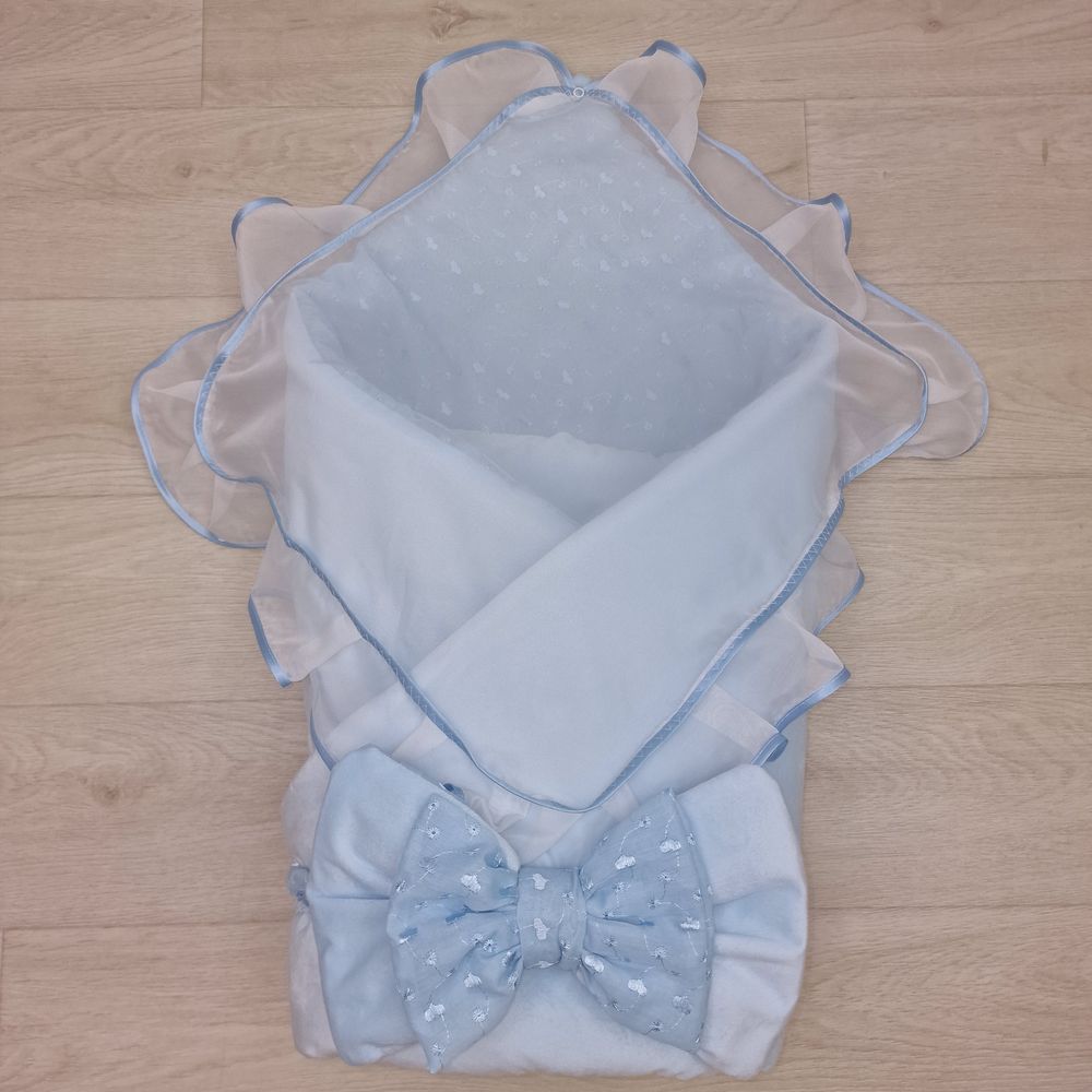 Комплект на выписку 3 пр: одеяло+уголок+бант (двухсторонний) артикул анонс 1876в-1-2_н