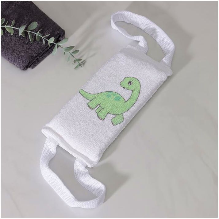 Мочалка-лента для тела хлопковая Доляна «Дино», 10,5?25 см артикул анонс 7916027