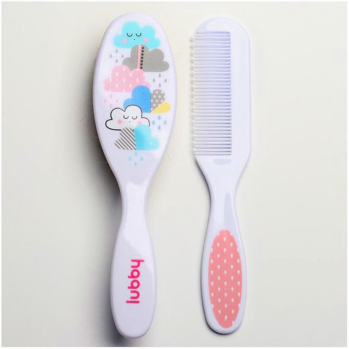 № 1523004 Расчёска + массажная щётка с натуральной щетиной для волос в наборе «Малыши и малышки», от 0 мес.