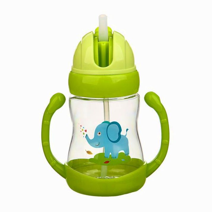 Поильник с трубочкой детский, 350 мл., с ручками, цвета МИКС артикул анонс 3565207