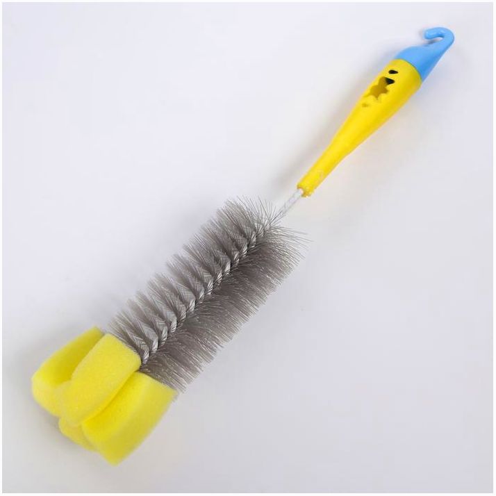 Ёршик по уходу за детскими бутылочками, цвет серый/желтый артикул анонс 4601190