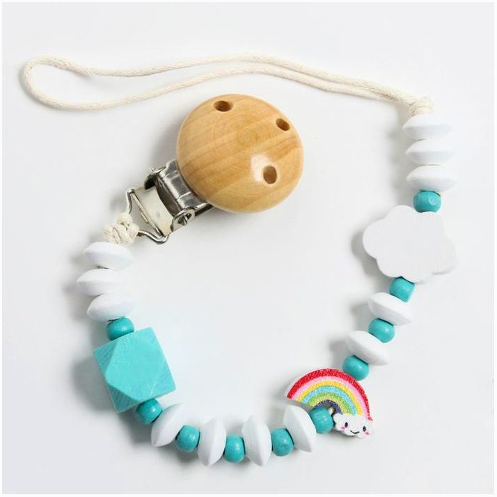 Держатель для соски - пустышки «Радуга», дерев., цвет бирюзовый артикул анонс 4155499