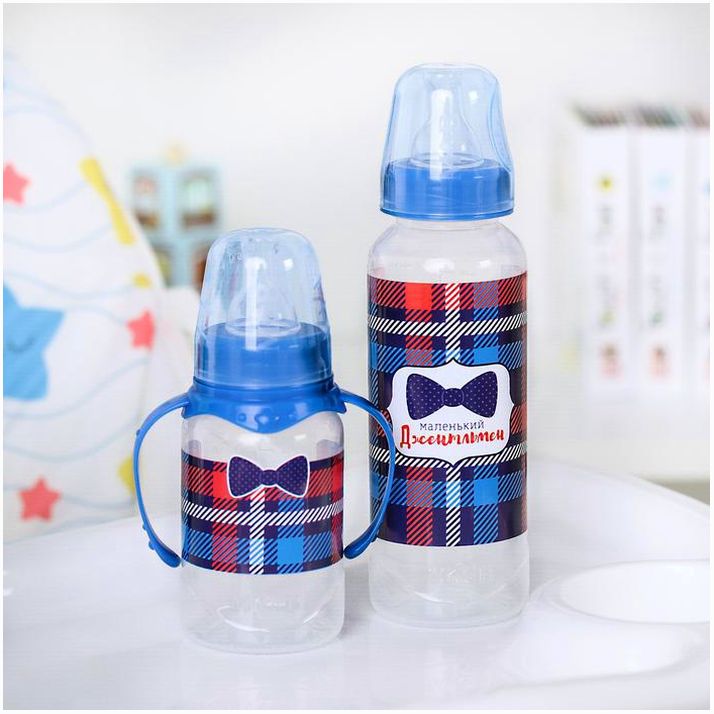 № 3654410 Подарочный набор «Джентльмен»: бутылочки 150 и 250 мл, прямые, от 0 мес., цвет синий